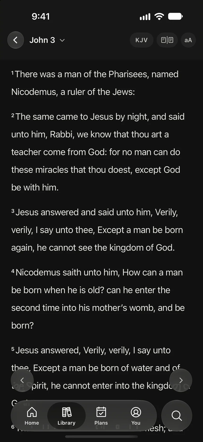 The reader in Dark Mode